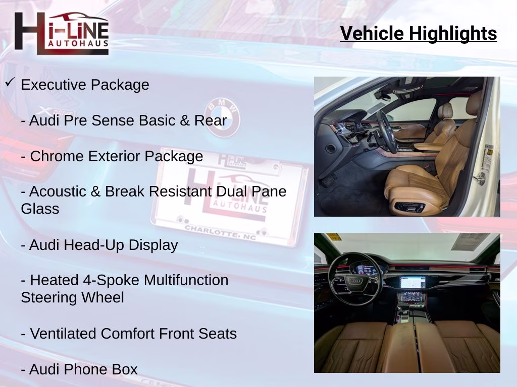 2019 Glacier White Metallic Audi A8 L 60 AWD Sedan