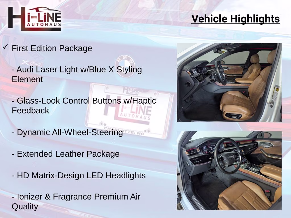 2019 Glacier White Metallic Audi A8 L 60 AWD Sedan
