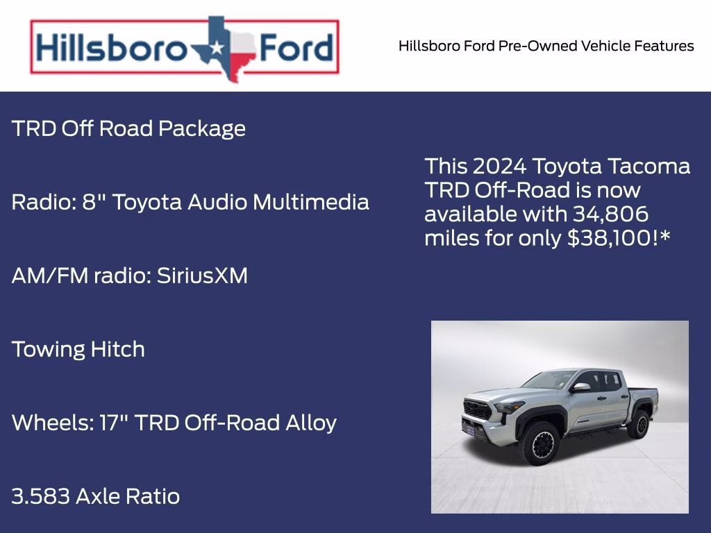 2024 Celestial Silver Metallic Toyota Tacoma TRD Off-Road 4X4 Truck