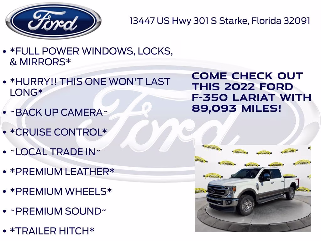 2022 Oxford White Ford Super Duty F-350 SRW Lariat 4X4 Truck