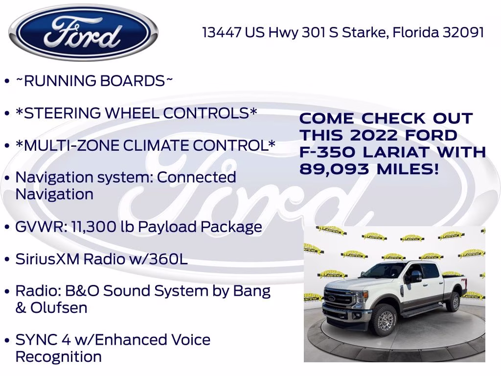 2022 Oxford White Ford Super Duty F-350 SRW Lariat 4X4 Truck