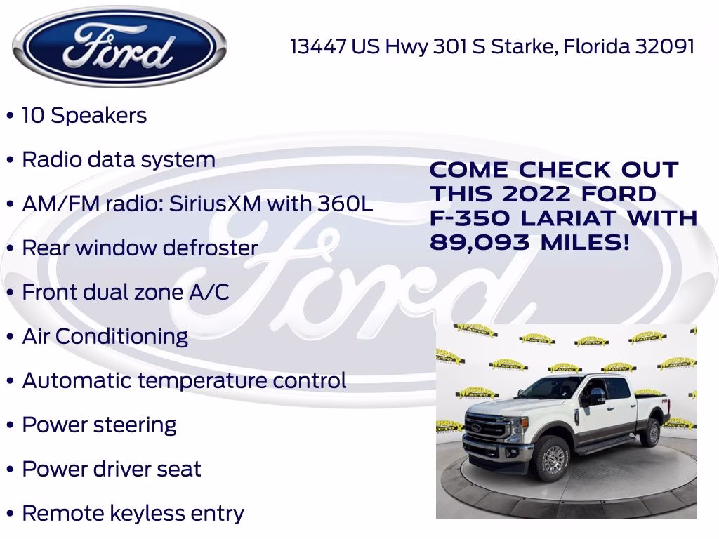 2022 Oxford White Ford Super Duty F-350 SRW Lariat 4X4 Truck