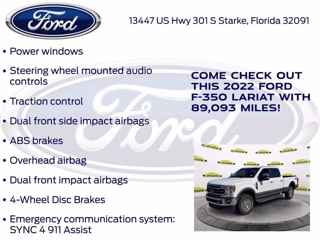 2022 Oxford White Ford Super Duty F-350 SRW Lariat 4X4 Truck
