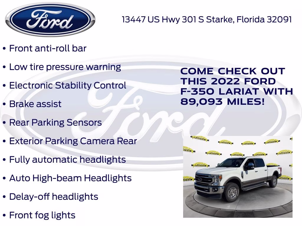 2022 Oxford White Ford Super Duty F-350 SRW Lariat 4X4 Truck