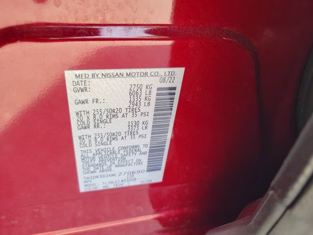 2022 Scarlet Ember Tintcoat Nissan Pathfinder Platinum 4X4 SUV