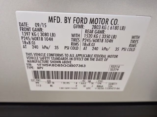 2016 Ingot Silver Metallic Ford Explorer XLT 4X4 SUV