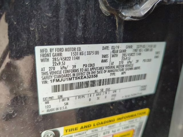 2019 Agate Black Metallic Ford Expedition Platinum 4X4 SUV