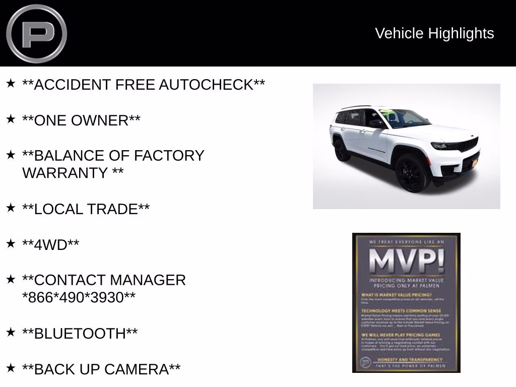 2023 Bright White Clearcoat Jeep Grand Cherokee L Altitude 4X4 SUV