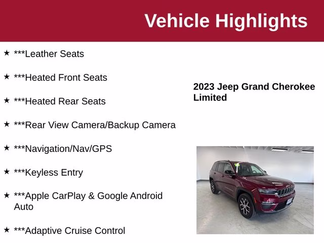 2023 Velvet Red Pearlcoat Jeep Grand Cherokee Limited 4X4 SUV