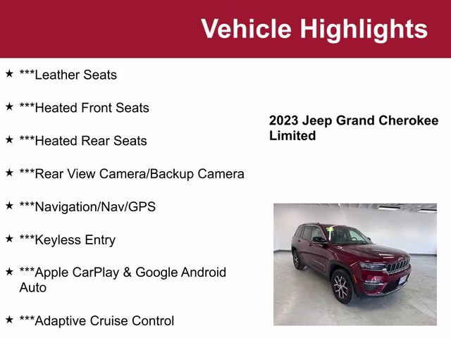 Used 2023 Jeep Grand Cherokee Limited with VIN 1C4RJHBG0PC563121 for sale in Waite Park, Minnesota