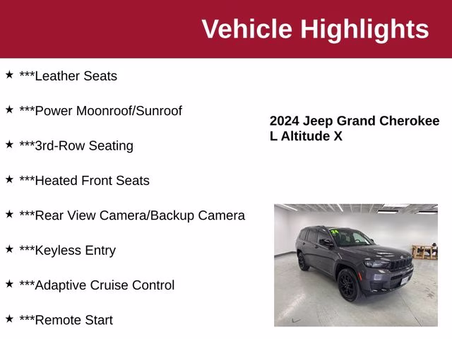 2024 Baltic Gray Metallic Clearcoat Jeep Grand Cherokee L Altitude X 4X4 SUV