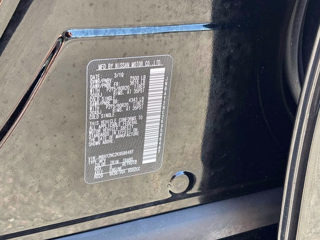 2019 Super Black Nissan Armada SL 4X4 SUV