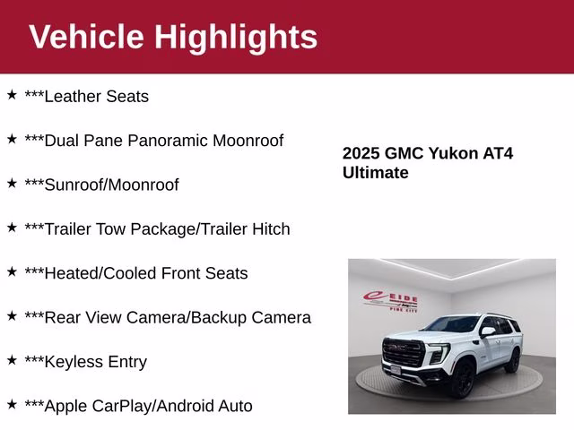 2025 Summit White GMC Yukon AT4 Ultimate 4X4 SUV