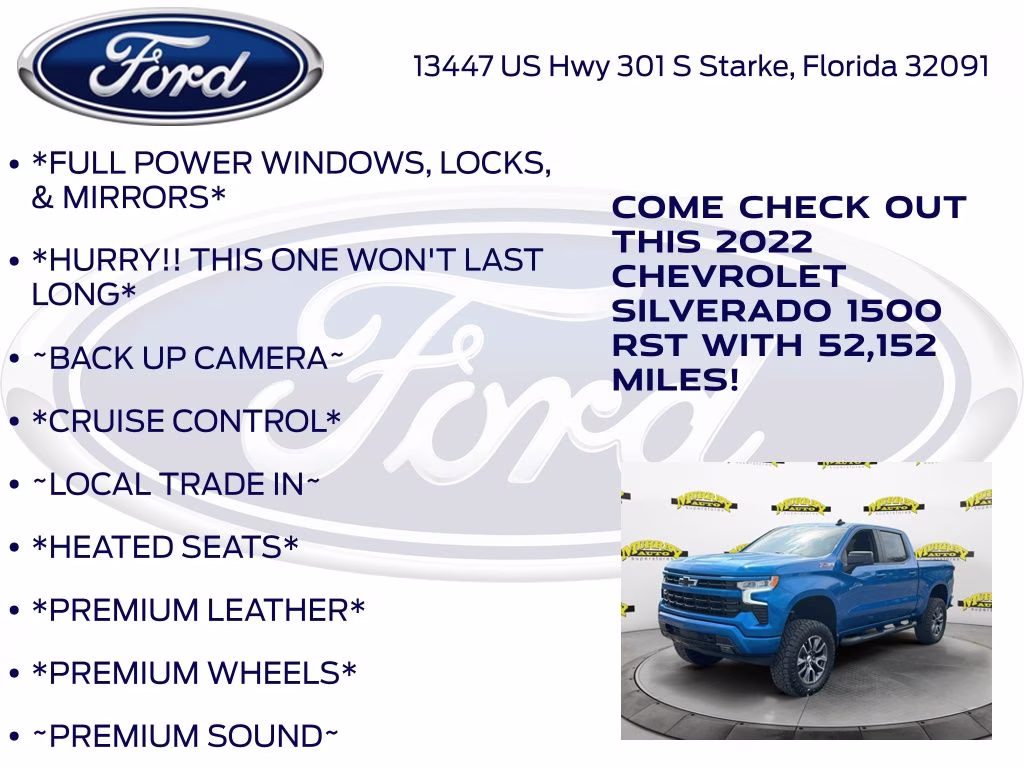 2022 Glacier Blue Metallic Chevrolet Silverado 1500 RST 4X4 Truck