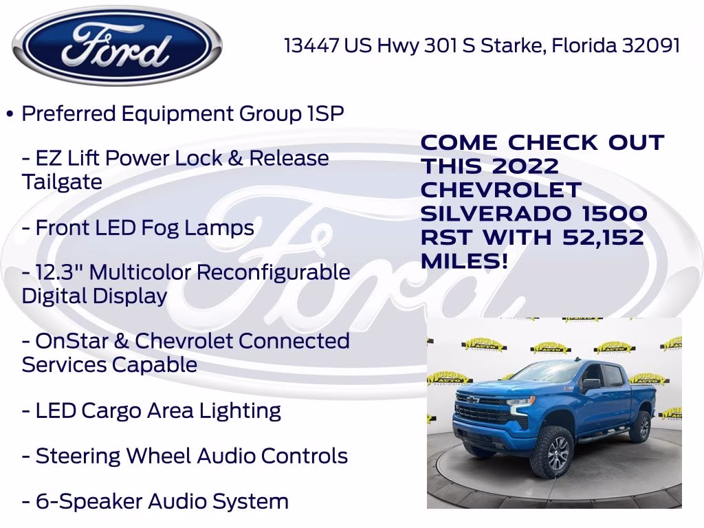 2022 Glacier Blue Metallic Chevrolet Silverado 1500 RST 4X4 Truck