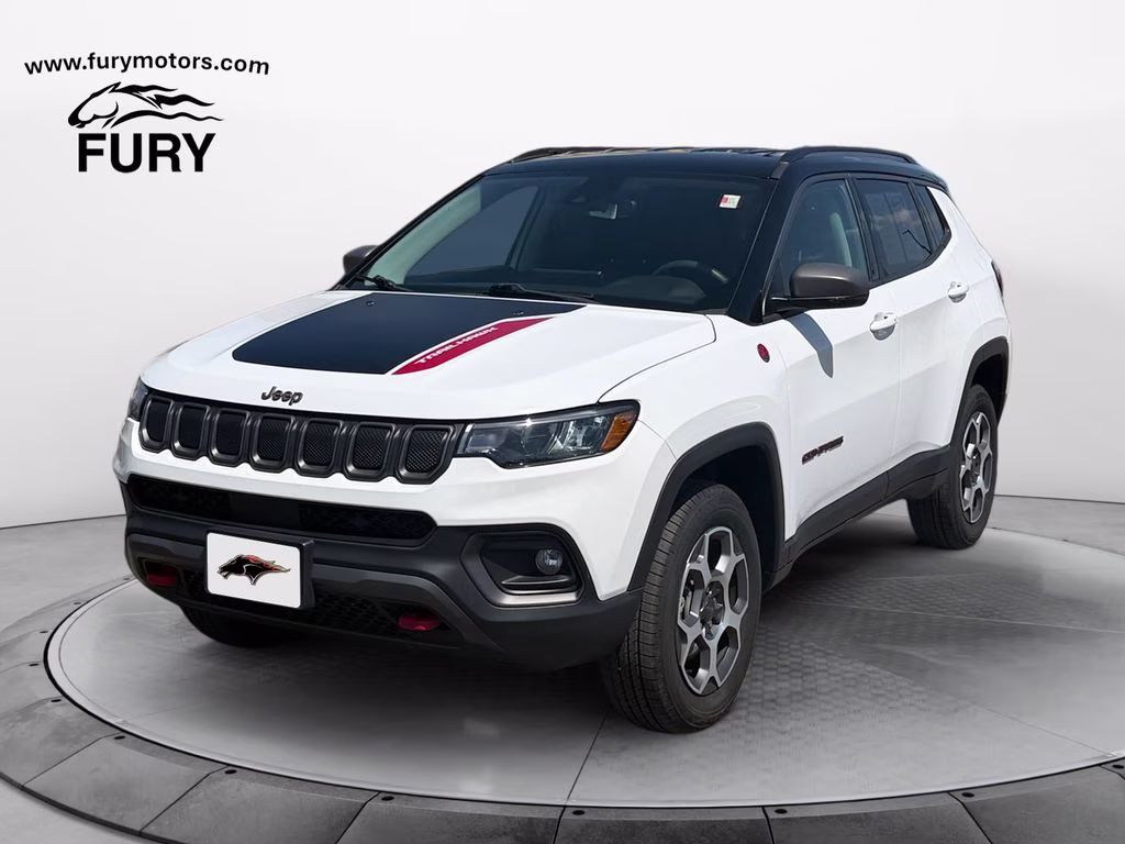 2022 Bright White Clearcoat Jeep Compass Trailhawk w/Adaptive Cruise & Blind Spot & Cross P 4X4 SUV