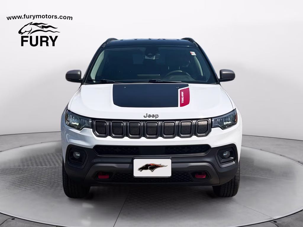 2022 Bright White Clearcoat Jeep Compass Trailhawk w/Adaptive Cruise & Blind Spot & Cross P 4X4 SUV