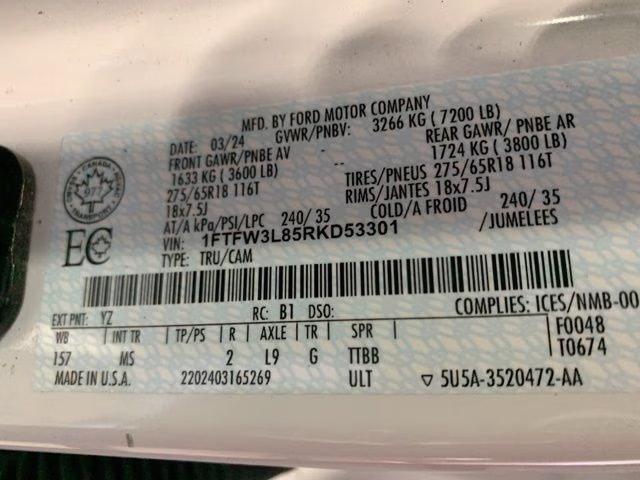 2024 Oxford White Ford F-150 XLT 4X4 Truck