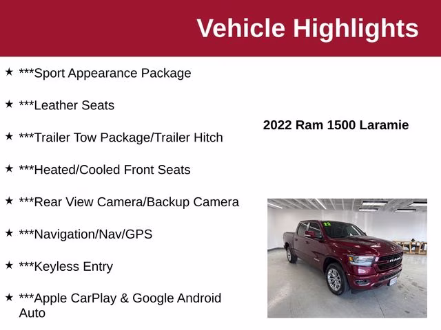 2022 Delmonico Red Pearlcoat Ram 1500 Laramie 4X4 Truck