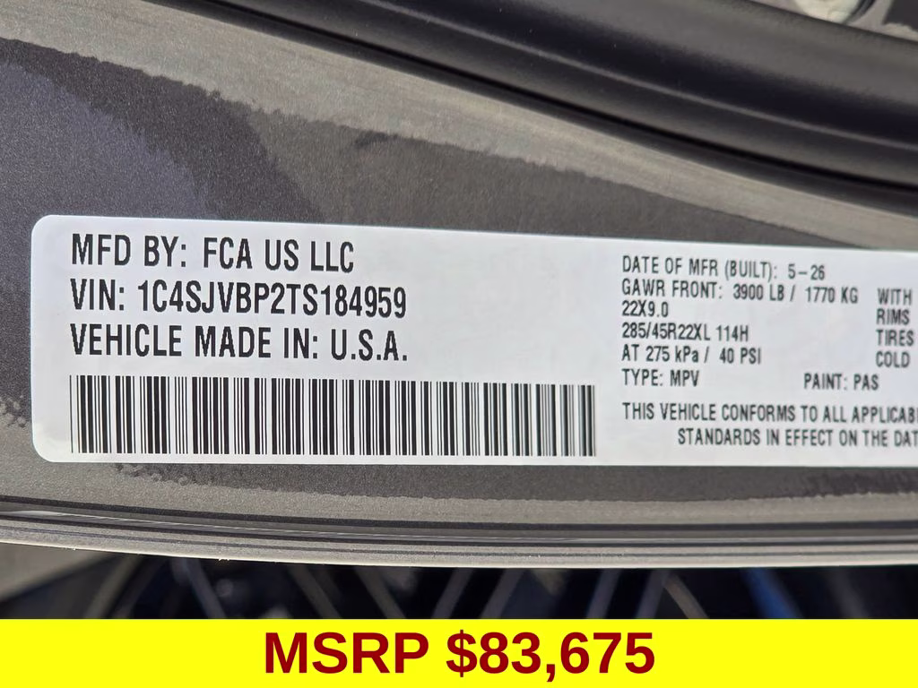 2026 Baltic Gray Metallic Clearcoat Jeep Grand Wagoneer Limited Reserve 4X4 SUV