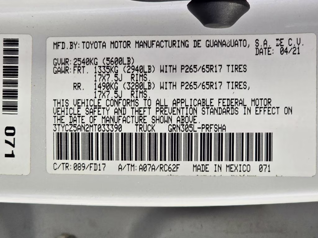 2021 Pearl Toyota Tacoma TRD Sport 4X4 Truck