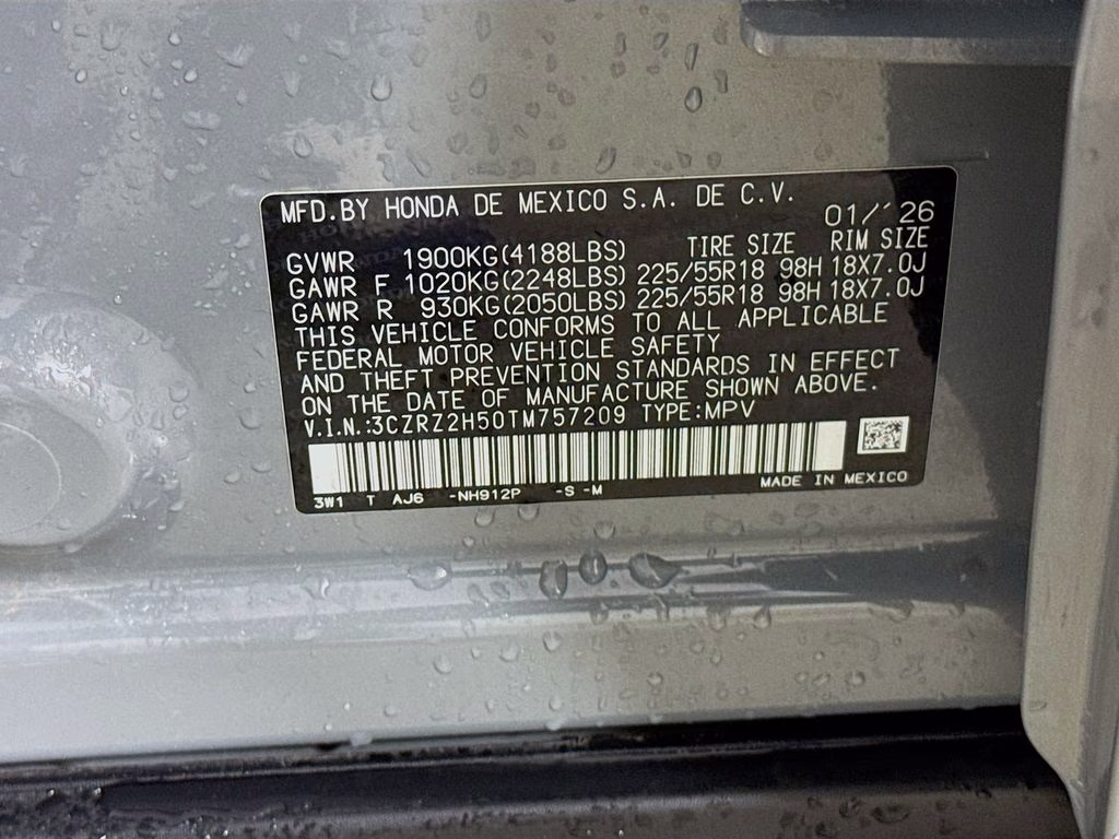 2026 Urban Gray Pearl Honda HR-V Sport AWD SUV