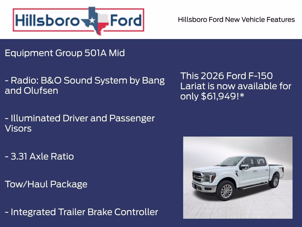 2026 Oxford White Ford F-150 Lariat 4X4 Truck