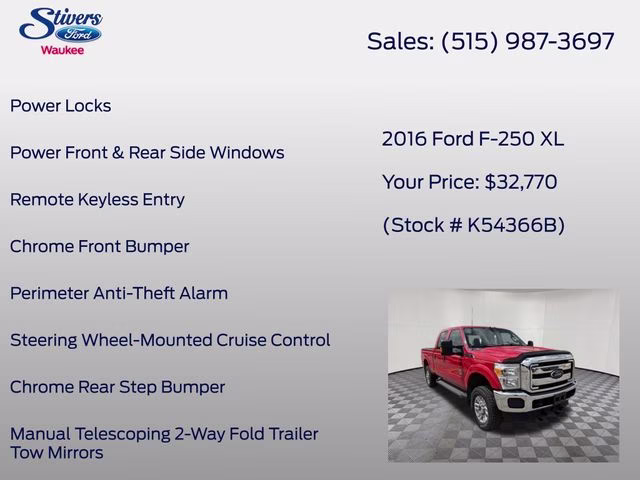 2016 Race Red Ford Super Duty F-250 SRW XL 4X4 Truck
