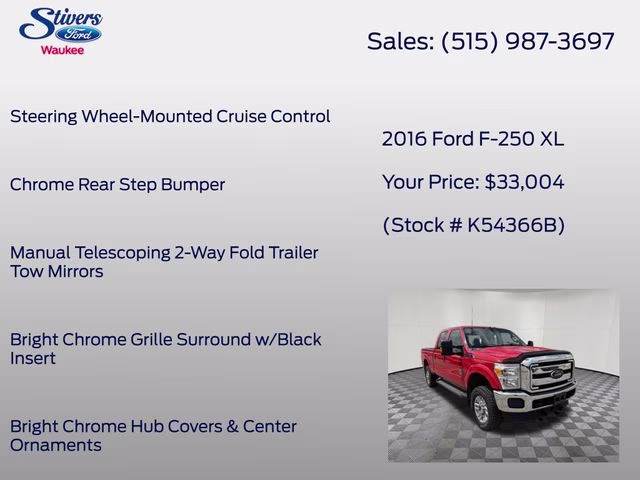 2016 Race Red Ford Super Duty F-250 SRW XL 4X4 Truck