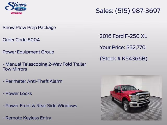 2016 Race Red Ford Super Duty F-250 SRW XL 4X4 Truck
