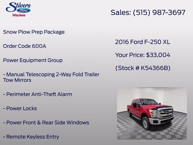 2016 Race Red Ford Super Duty F-250 SRW XL 4X4 Truck