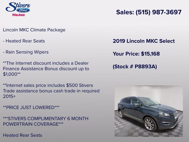 2019 Sea Green Lincoln MKC Select AWD SUV