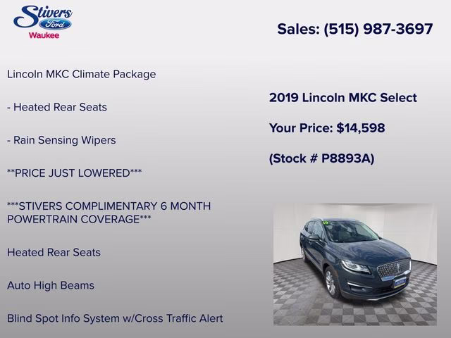2019 Sea Green Lincoln MKC Select AWD SUV