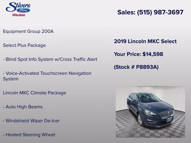 2019 Sea Green Lincoln MKC Select AWD SUV