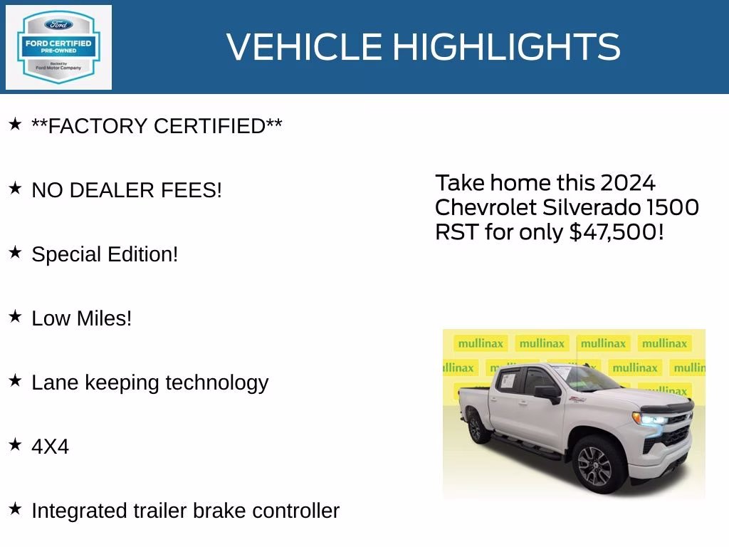 2024 Summit White Chevrolet Silverado 1500 RST 4X4 Truck