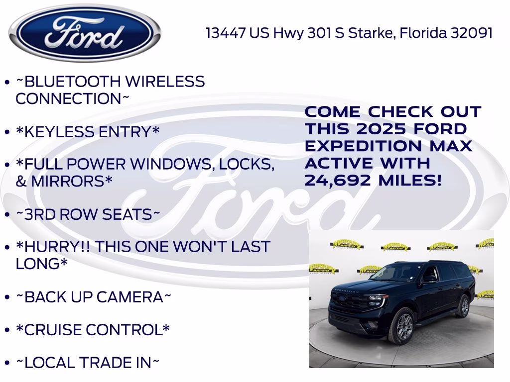 2025 Black Metallic Ford Expedition Max Active 4X4 SUV