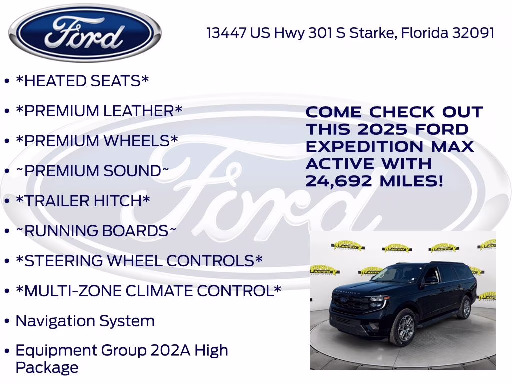 2025 Black Metallic Ford Expedition Max Active 4X4 SUV