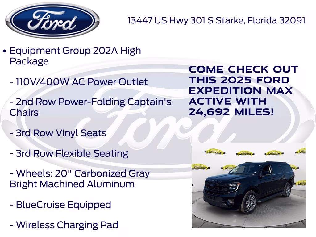 2025 Black Metallic Ford Expedition Max Active 4X4 SUV