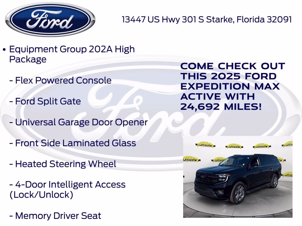 2025 Black Metallic Ford Expedition Max Active 4X4 SUV