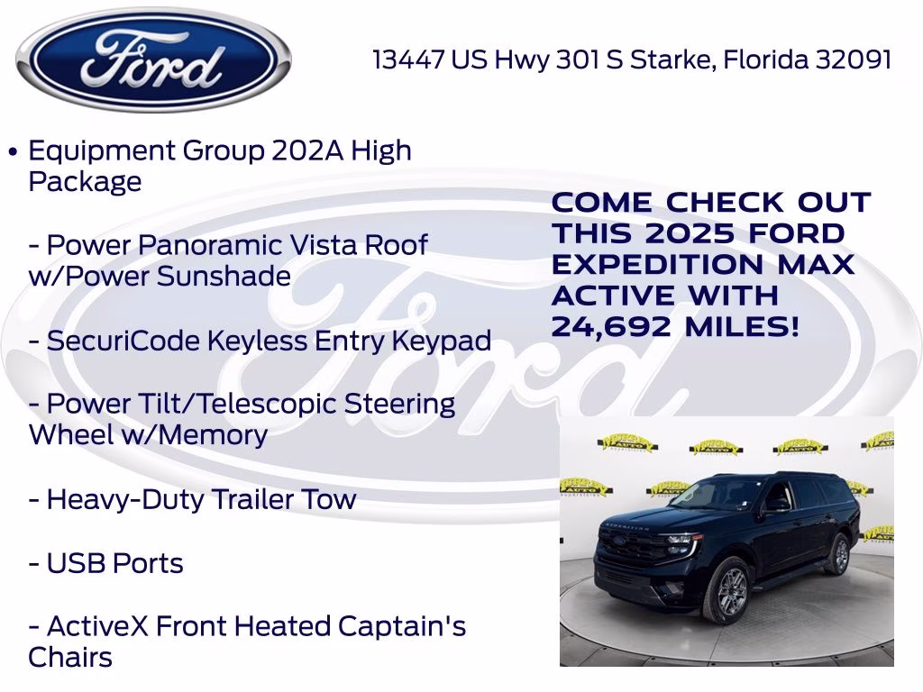 2025 Black Metallic Ford Expedition Max Active 4X4 SUV