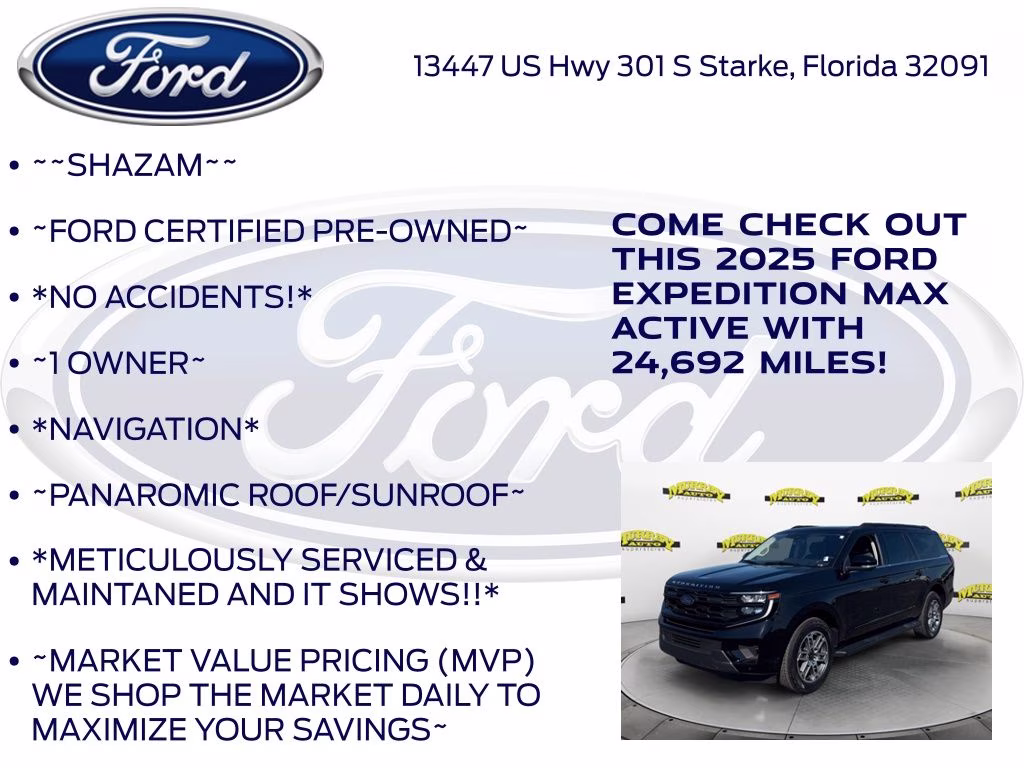 2025 Black Metallic Ford Expedition Max Active 4X4 SUV