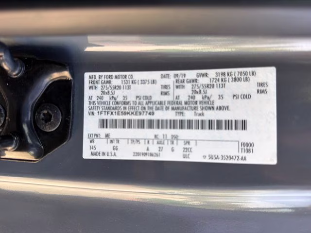 2019 Gray Metallic Ford F-150 XL 4X4 Truck