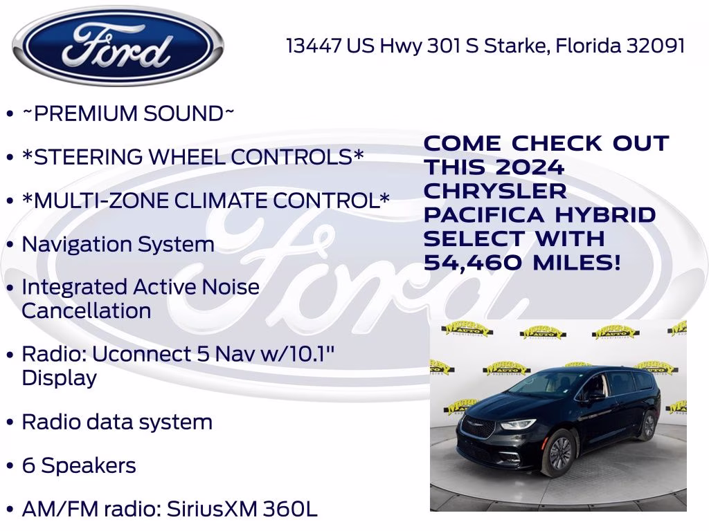 2024 Brilliant Black Crystal Pearlcoat Chrysler Pacifica Hybrid Select FWD Van