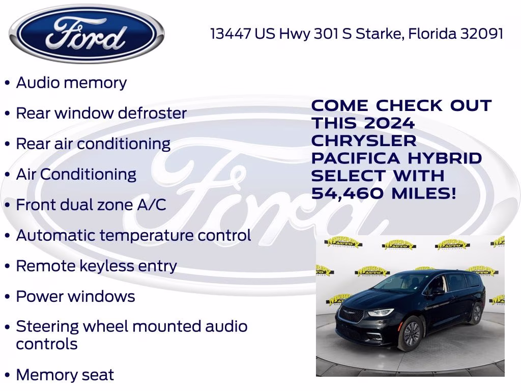 2024 Brilliant Black Crystal Pearlcoat Chrysler Pacifica Hybrid Select FWD Van