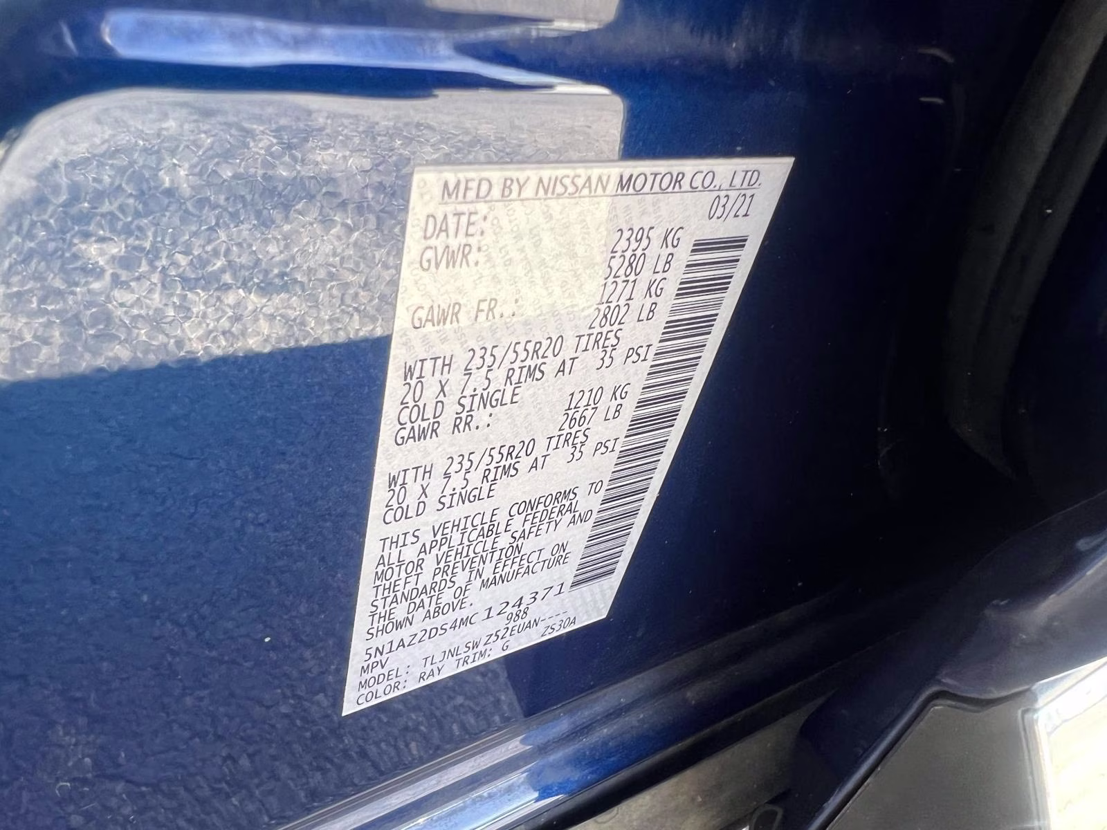 2021 Blue Nissan Murano Platinum AWD SUV