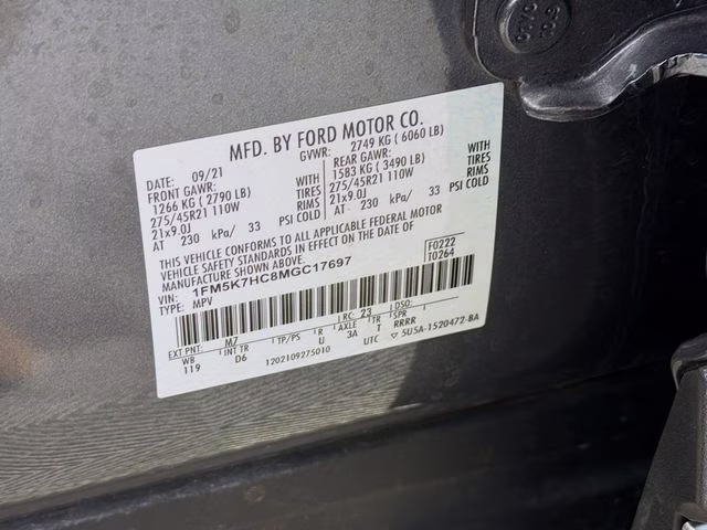2021 Gray Metallic Ford Explorer Platinum RWD SUV