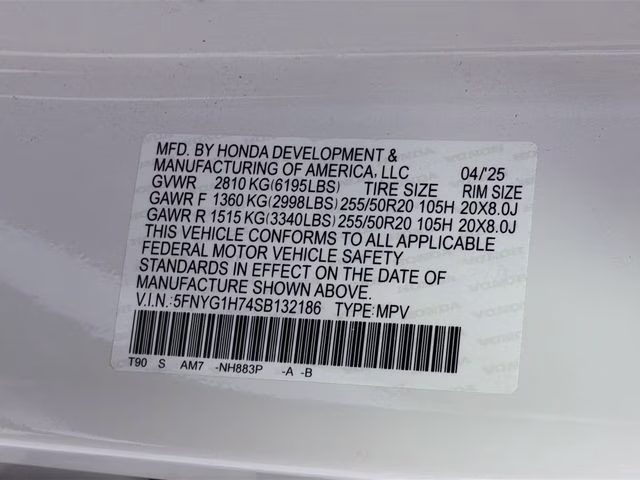 2025 Platinum White Pearl Honda Pilot Touring AWD SUV