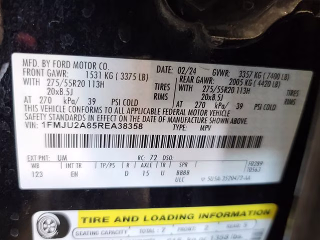 2024 Agate Black Metallic Ford Expedition Limited 4X4 SUV