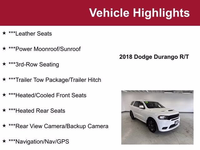 Used 2018 Dodge Durango R/T with VIN 1C4SDJCT1JC174149 for sale in Waite Park, Minnesota