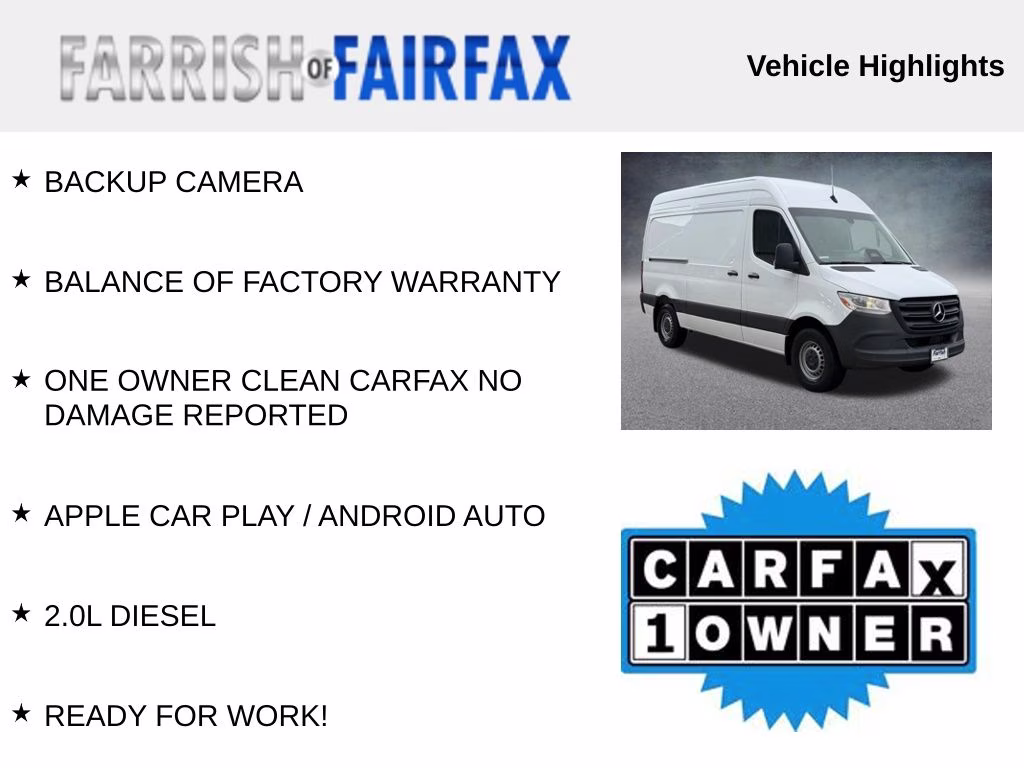 2025 Arctic White Mercedes-Benz Sprinter 2500 Cargo 144 WB RWD Van